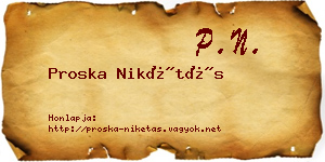 Proska Nikétás névjegykártya